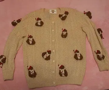PINK HOUSE 곰 자수 니트 가디건
