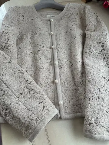 INGEBORG 레이스 편직 노카라 자켓 새상품급