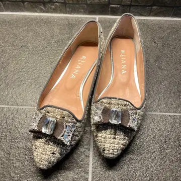 Diana 트위드 리본 플랫슈즈