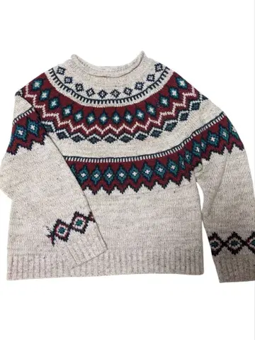 구제 의류 노르딕 무늬 긴팔 니트 스웨터