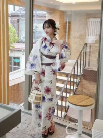 수채화 꽃무늬 유카타 세트 tu1489