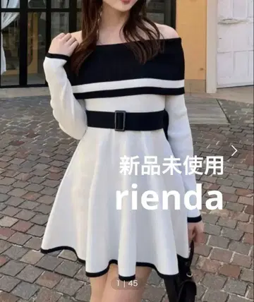 [ 새상품 rienda ] 오프숄더 벨트 원피스