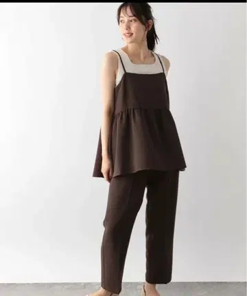 글로벌 워크 MATINEE LINE 페플럼 팬츠 세트 브라운