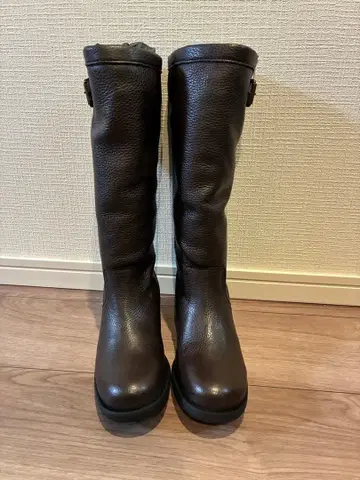 애니에스b 다크 브라운 버클 롱 부츠 36