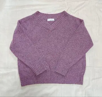 니트 그린 라벨 릴랙싱 연보라 V넥 스웨터 핑크