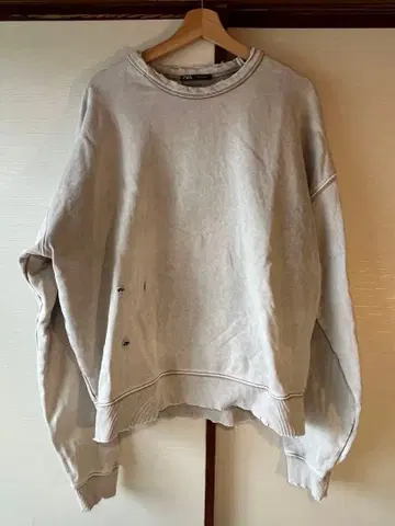 ZARA 오버 사이즈 맨투맨 M 그레이 데미지 가공