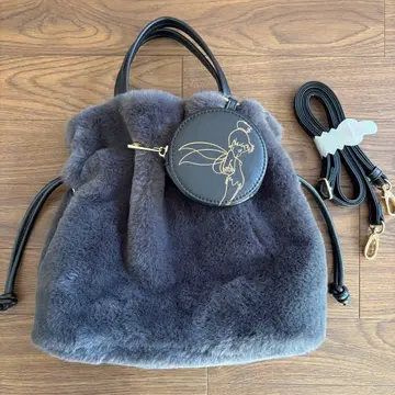 디즈니 퍼 백 복슬복슬 숄더백 파우치 포함 팅커벨