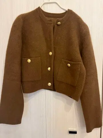 anuans 라쿤 블렌드 노카라 니트 자켓