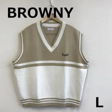 A1106B05 [ BROWNY ] 면 혼방 니트 베스트