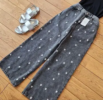 Helm 하트 무늬 데님 팬츠