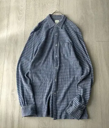 Sunny clouds 파랑 체크 긴팔 셔츠