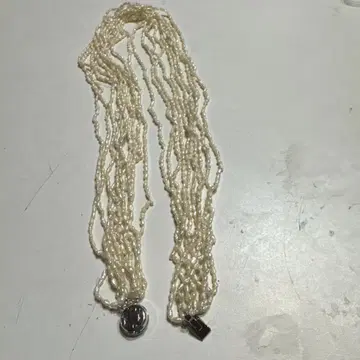 담수 펄 롱 목걸이 10연 금장 장식 실버 당일 발송