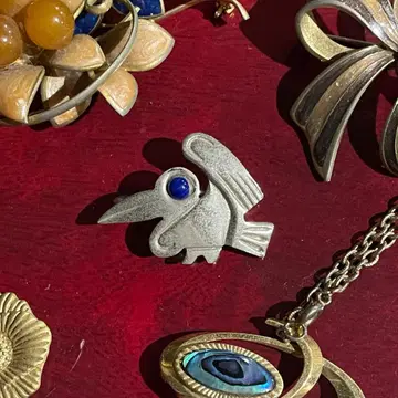 그라치엘라 라피풍 실버 브로치핀 새 빈티지