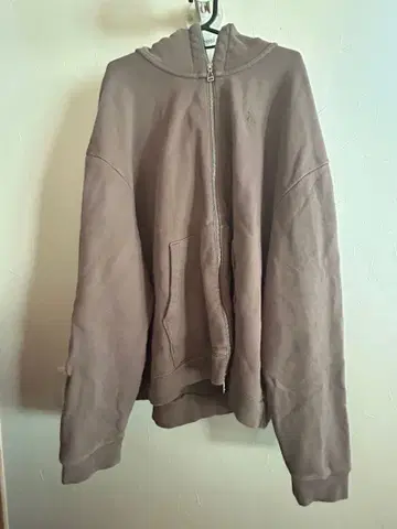 브라운 점프맨 로고 풀 집업 후드티