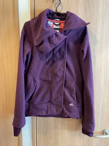 adidas 후드 부착 퍼플 플리스 자켓