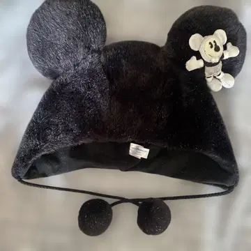 미키 팬캡 마스코트 포함 블랙 라메 마스코트 포함