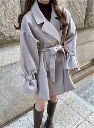 옷깃 2Way 리본 벨트 포함 숏 기장 코트[kz159]