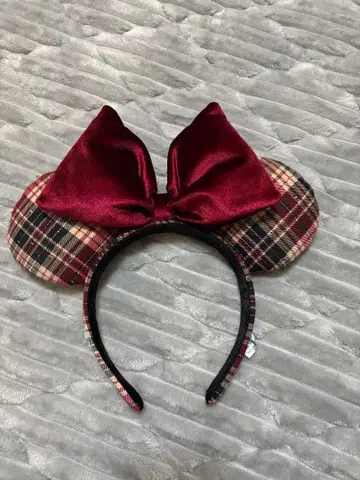 디즈니 체크 머리띠 빨간색 레드