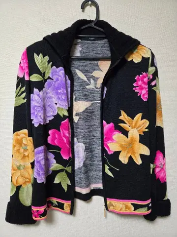 LEONARD 레오나르 플라워 프린트 지퍼 가디건