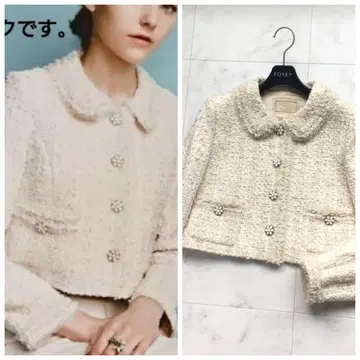 새상품급 FOXEY 폭시 아름다운 버튼 포멀 트위드 자켓