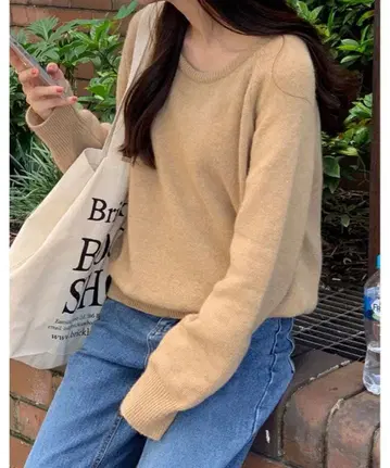 nugu ordinairement 울 라운드 니트 베이지 래글런