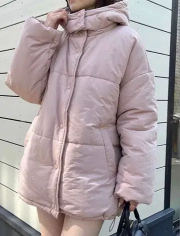 NICE CLAUP 미들 페이크 다운 자켓 핑크