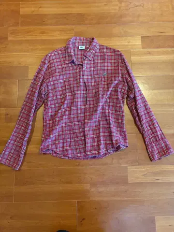 LACOSTE 빨간색 체크 무늬 긴팔 셔츠 42