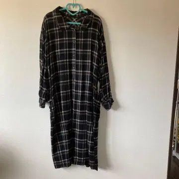 빅 as know as de 오오라카 체크 무늬 롱 셔츠 원피스