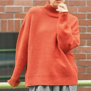 7게이지 롤넥 니트 풀오버 빨간색 레드 studio clip