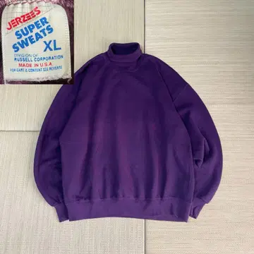 90s USA제 저지 터틀넥 무지 맨투맨 퍼플 XL