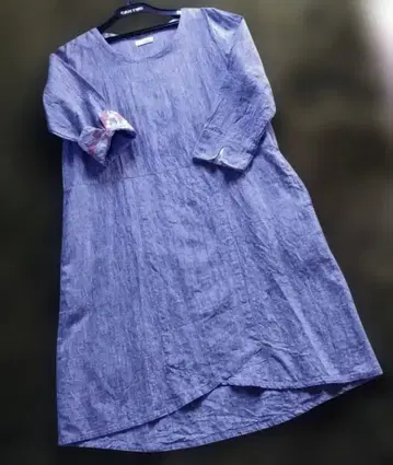 새상품급! mur-mur ntr 린넨 60% 함유 A라인 긴팔 원피스