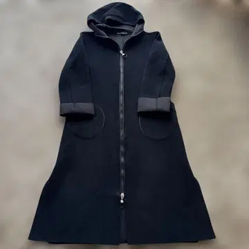 cop. copine 후드 부착 블랙 롱 코트