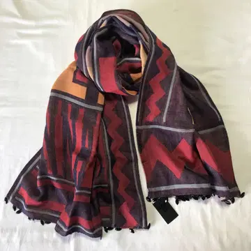 미사용 난 있음 안나수이 거즈풍 머플러 스톨 숄 (로고 패턴 밑단 비즈)