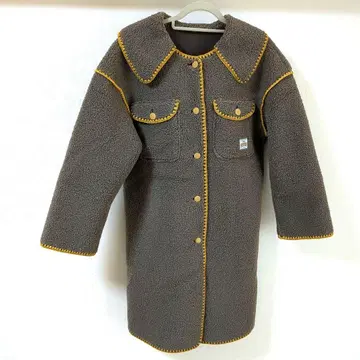 브라운 플리스 롱 코트