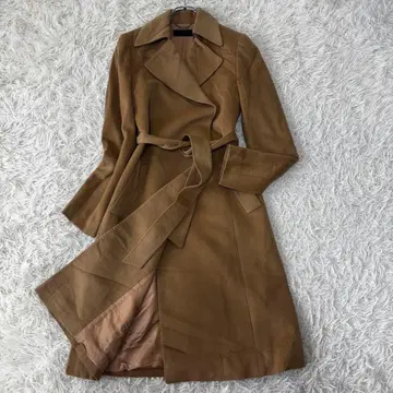 ICB 캐시미어 100% 더블 페이스 벨티드 코트 카멜 롱 기장