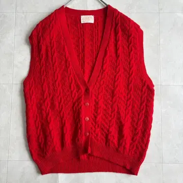 Pendleton 케이블 니트 베스트 빨간색 L USA제 버진 울