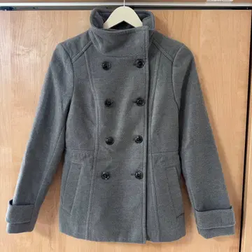 H&M 피 코트 S 그레이 울 혼방 더블 버튼