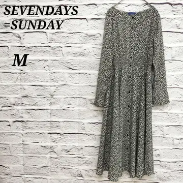 R4313/세븐 데이즈 선데이 [ M ] 긴팔 롱 원피스 꽃무늬 올 패턴