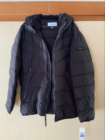 새상품 Calvin Klein 후드 부착 다운 자켓 XL