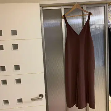 브라운 슬리브리스 롱 원피스