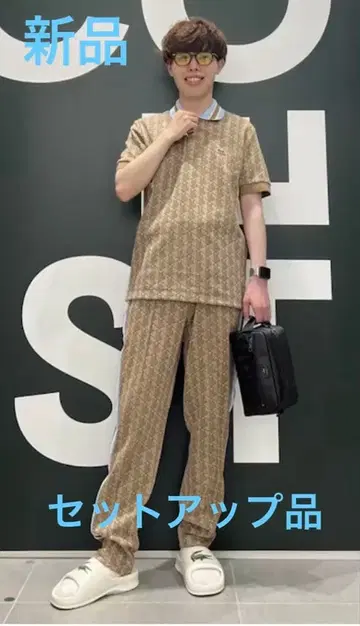 새상품! LACOSTE 사이드 라인 모노그램 자카드 셋업