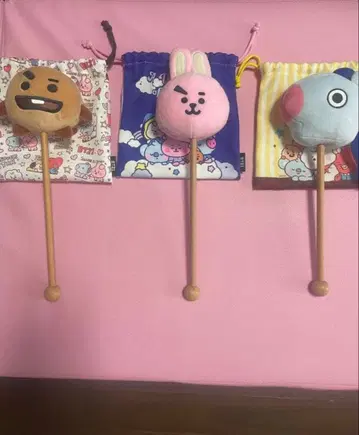 BTS BT21 봉제 인형 어깨 두드림 막대 3개 세트