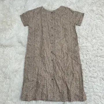 studio CLIP 린넨 코튼 린넨 미니 꽃무늬 반팔 셔츠 원피스