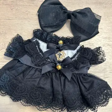 20cm 인형 옷 블랙 레이스 드레스와 리본 세트