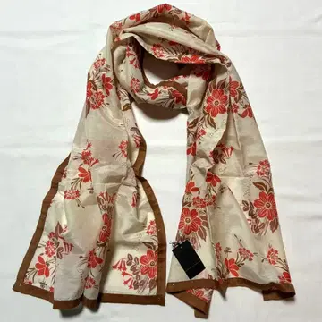 안나수이 면실크 롱 스카프 (꽃무늬 오렌지 계열)