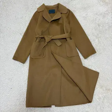 새상품급 스앤스팬 테일러드 체스터 코트 카멜 벨트 36 S