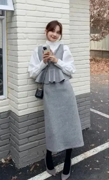 birthday bash 점프 스커트 그레이 롱 원피스 살로펫