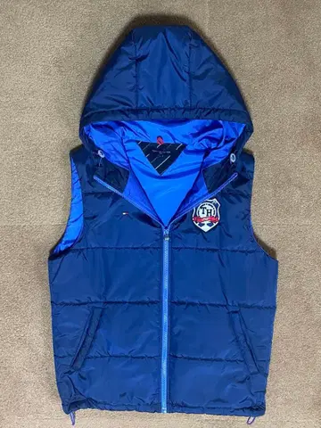타미힐피거 TOMMY HILFIGER 충전솜 후드 부착 베스트 L 네이비