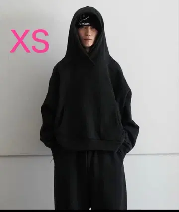 블랙 XS 후드 부착 후드티