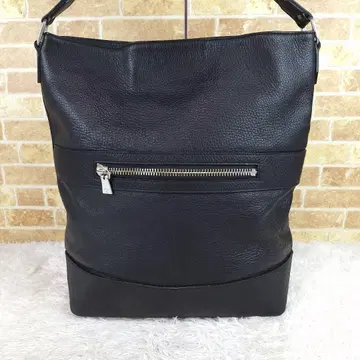 aniary 아니아리 원 숄더 가죽 백 주름 가공 블랙 숄더